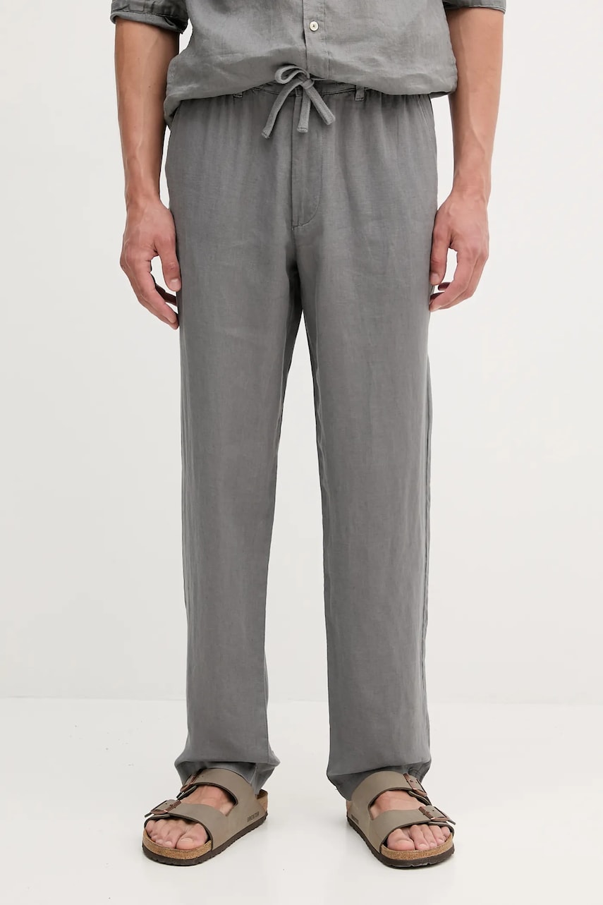 United Colors of Benetton pantaloni din in culoarea bleumarin, mulată, 4AGHUF00M