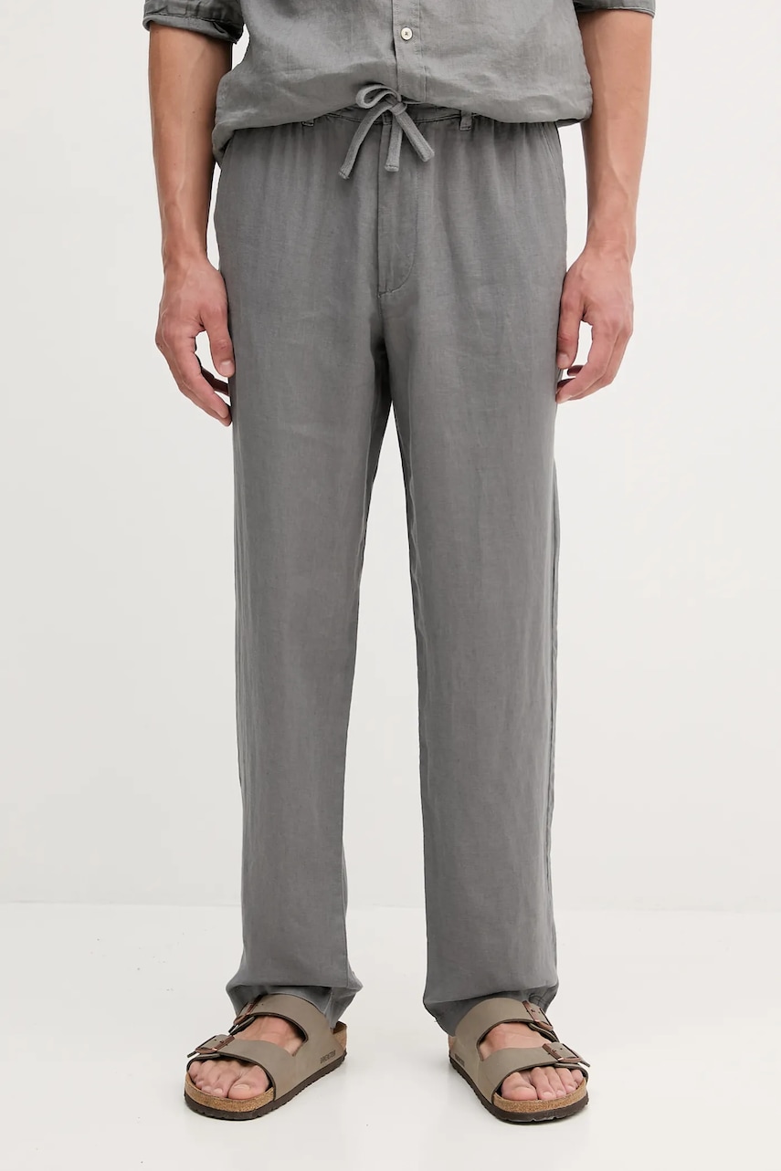 United Colors of Benetton pantaloni din in culoarea bleumarin, mulată, 4AGHUF00M