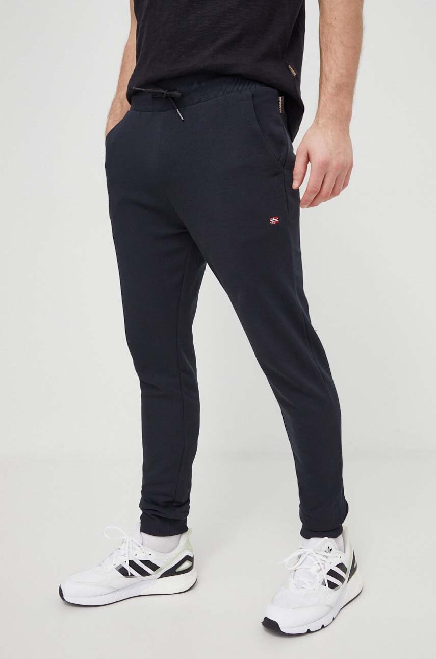 Napapijri pantaloni de trening din bumbac culoarea negru, neted