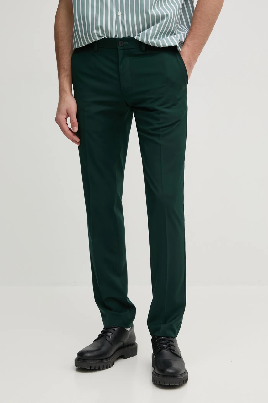 Sisley pantaloni barbati, culoarea verde, mulata