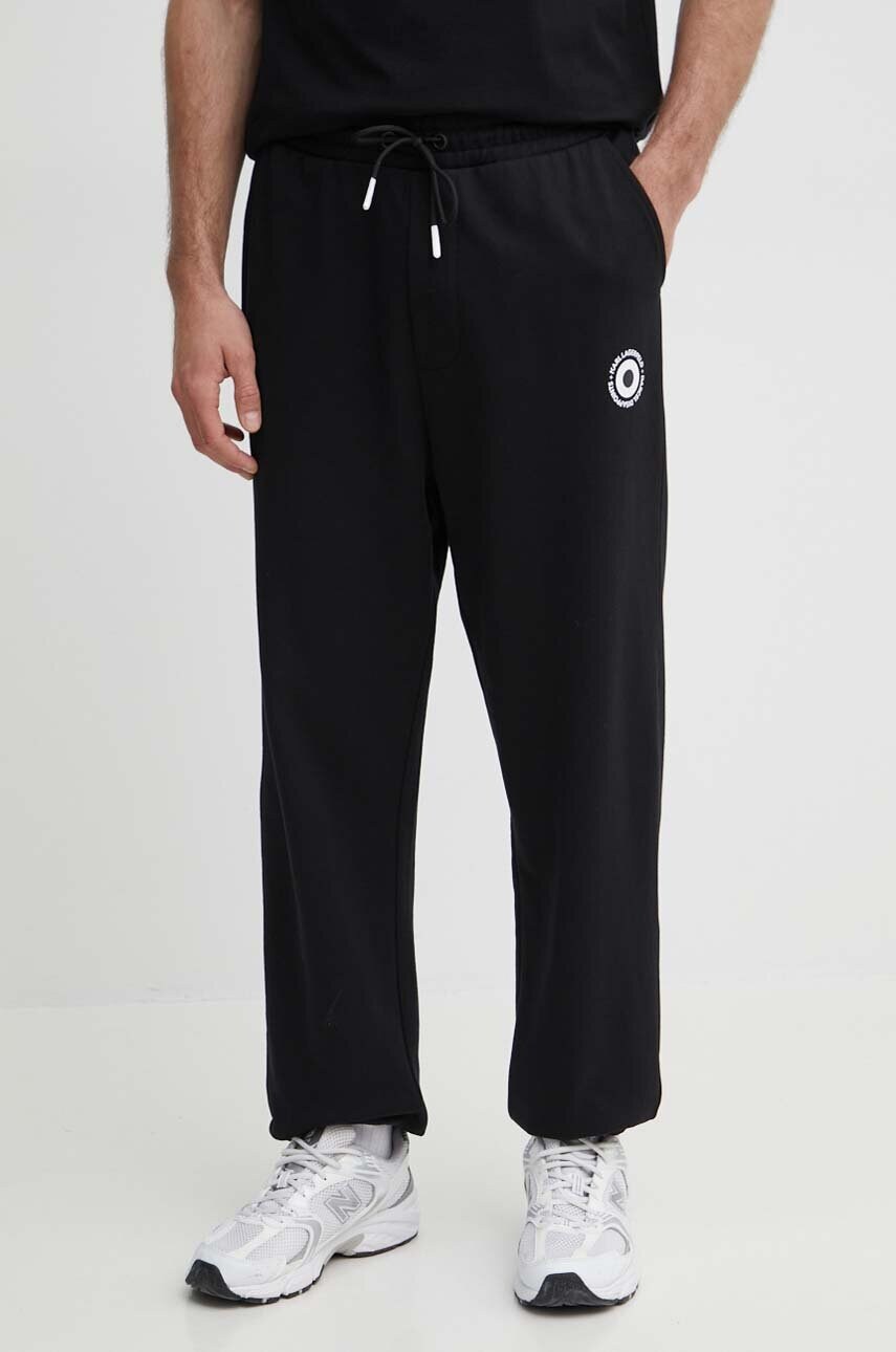 Karl Lagerfeld pantaloni de trening din bumbac Dour Darcel X Karl culoarea negru, cu imprimeu, 542930.705097