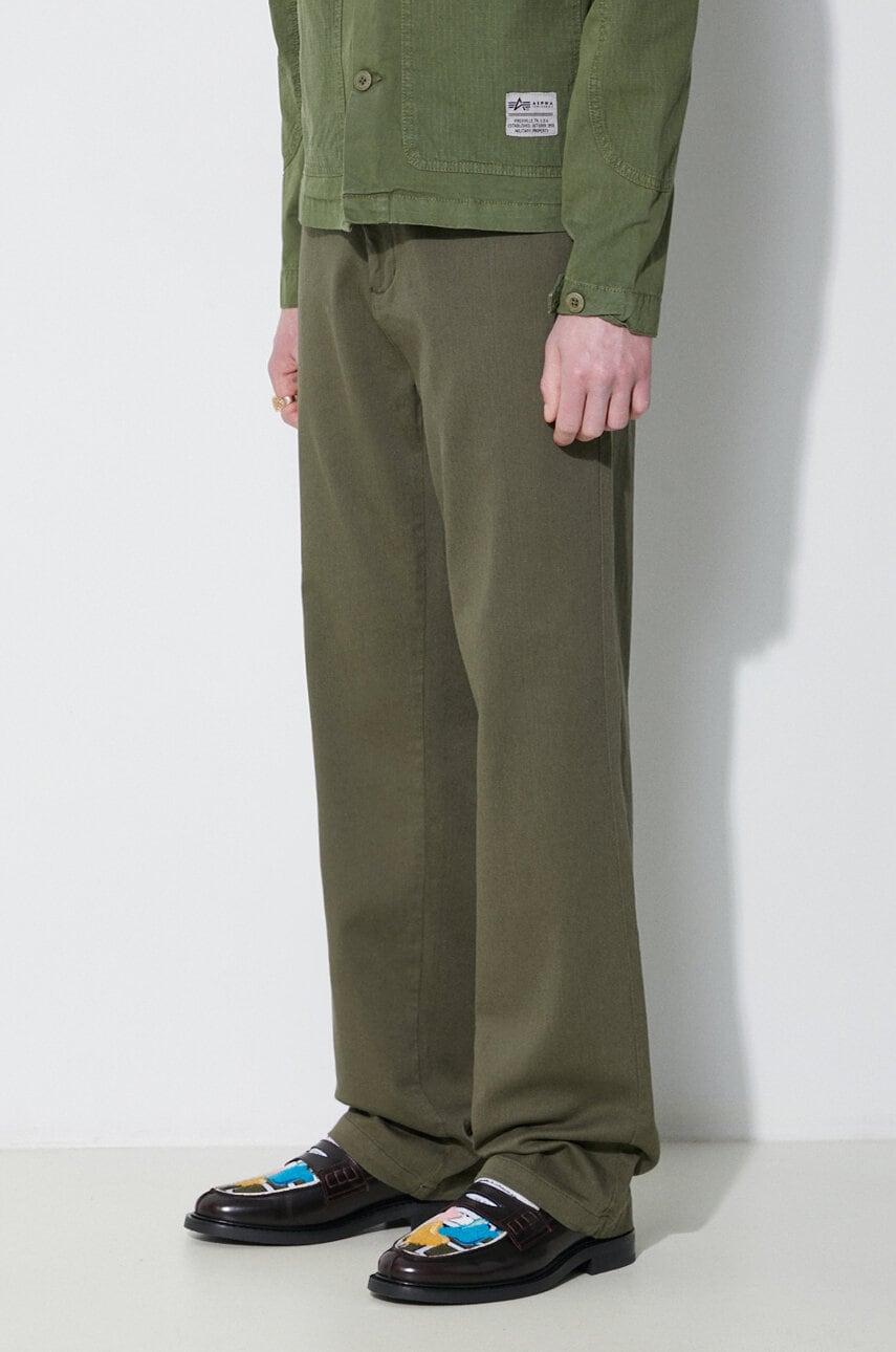 Alpha Industries pantaloni Chino barbati, culoarea verde, cu fason chinos, 146203 Alpha Industries pantaloni Chino barbati, culoarea verde, cu fason chinos, 146203