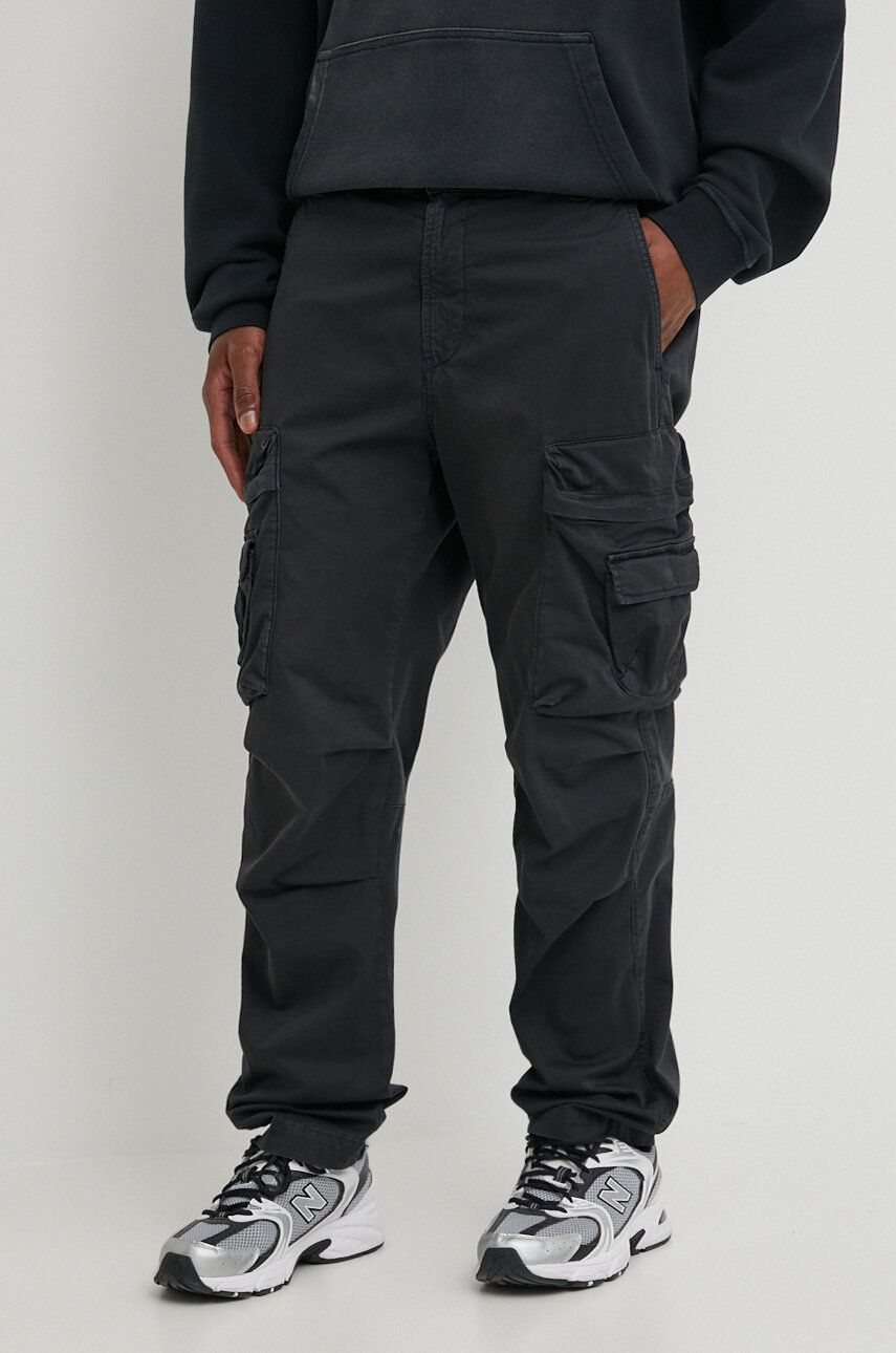 Diesel pantaloni P-ARGYM-NEW-A barbati, culoarea gri, cu fason cargo, A12878.0NJAF