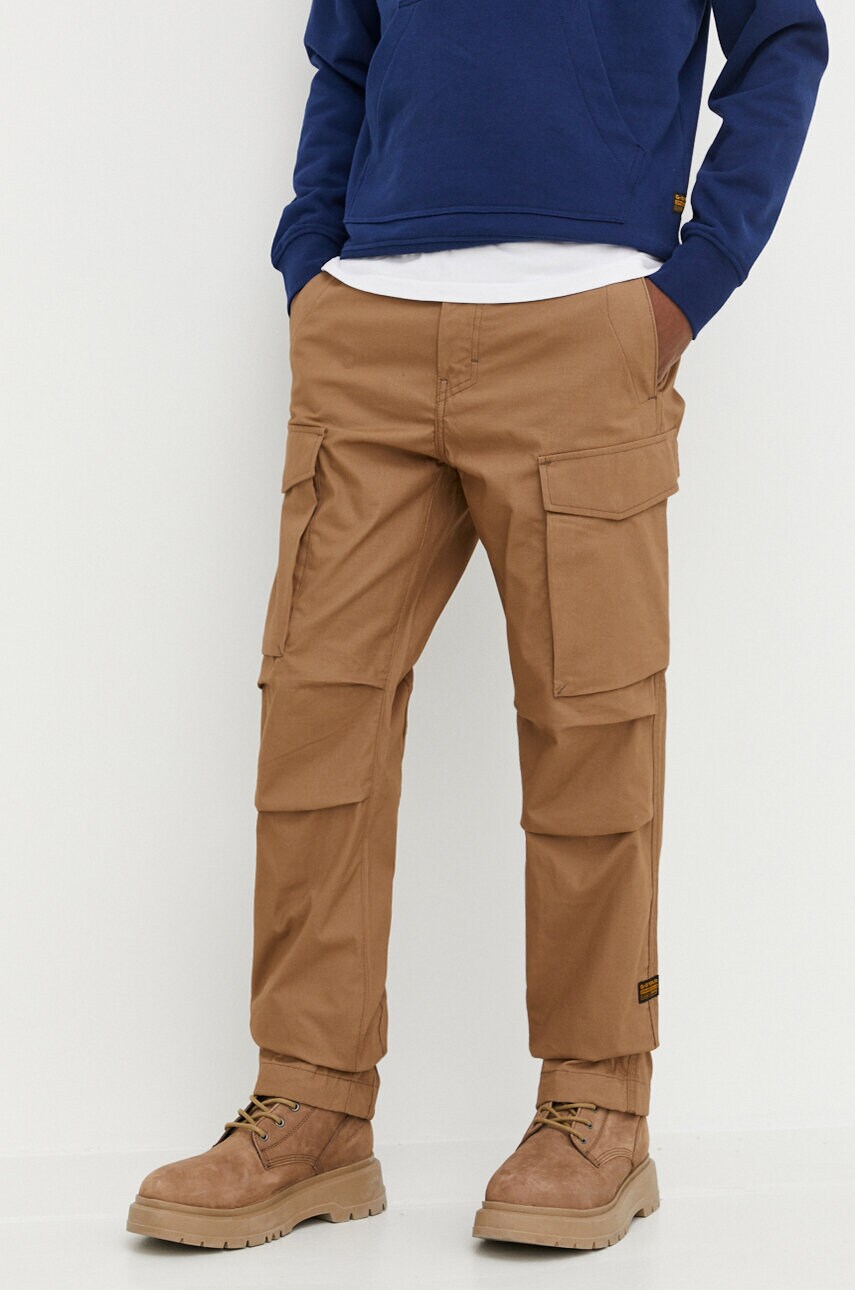 G-Star Raw pantaloni de bumbac culoarea bej, drept