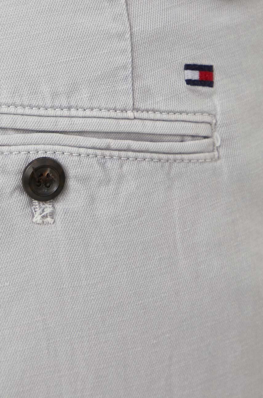 Штани з домішкою льону Tommy Hilfiger колір сірий фасон chinos 