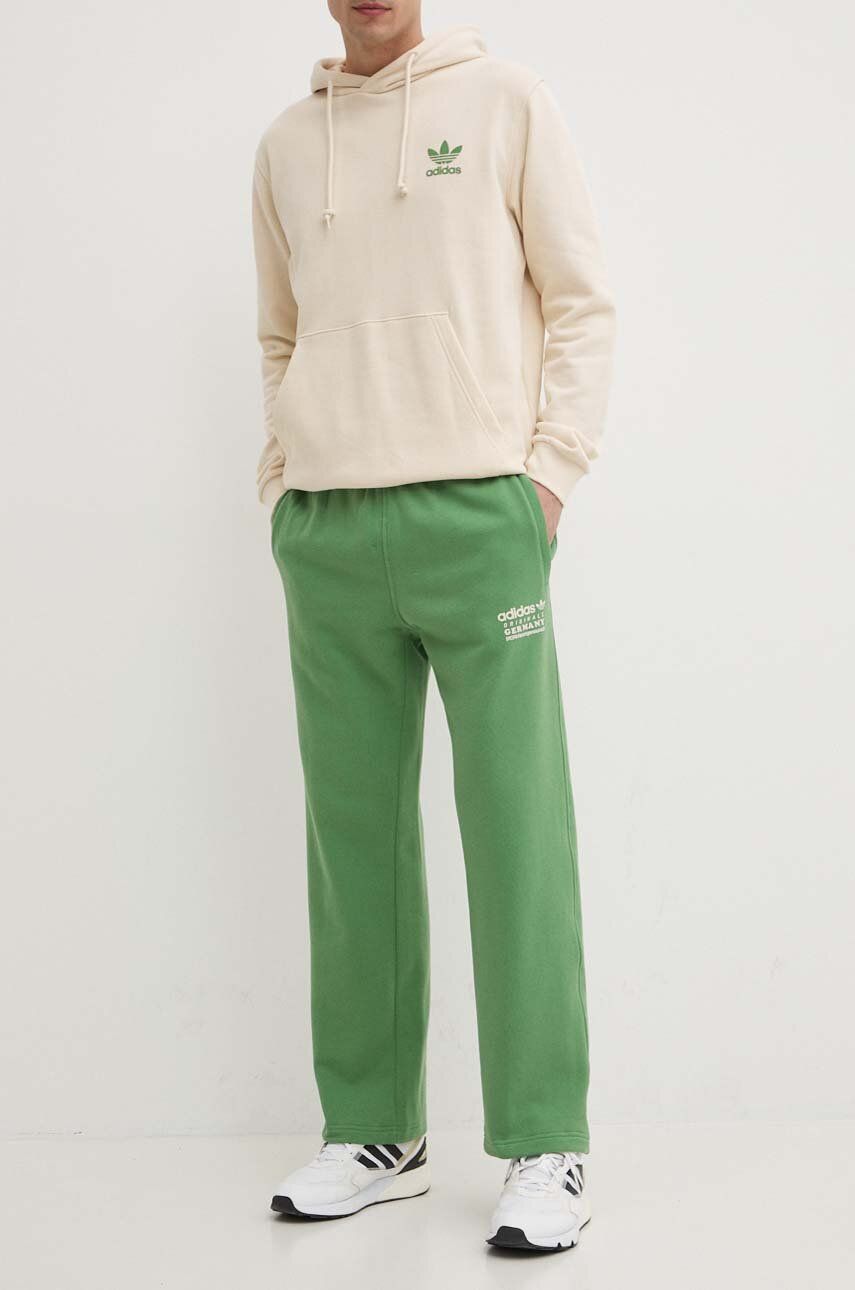 adidas Originals pantaloni de trening din bumbac culoarea verde, neted, IR9328