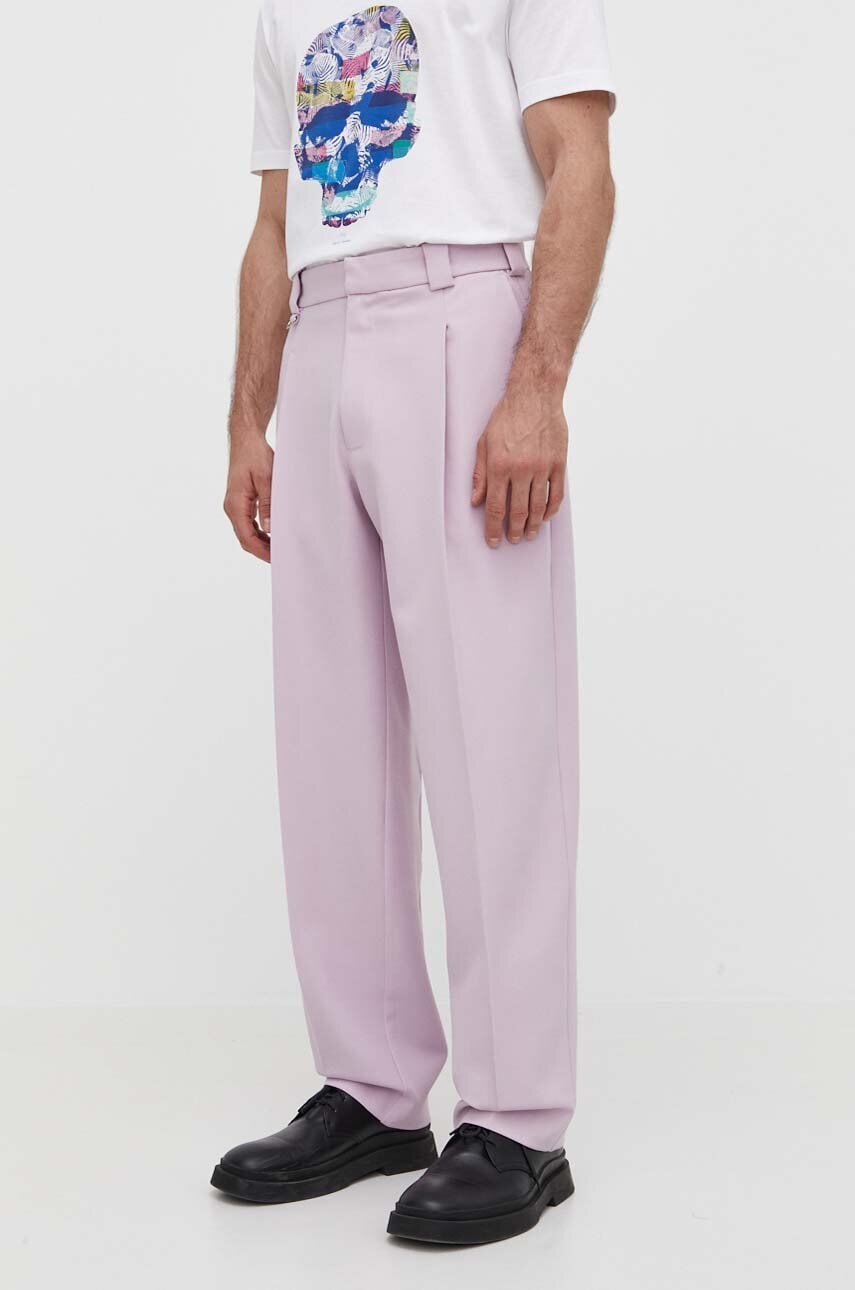 Won Hundred pantaloni bărbați, culoarea roz, drept 2852-14229