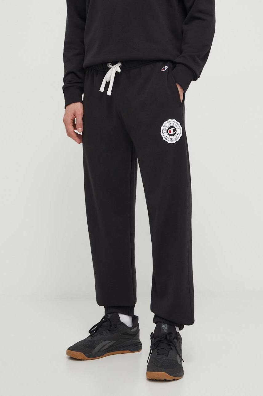 Champion pantaloni de trening culoarea negru, cu imprimeu 219849