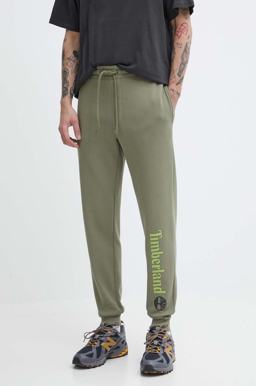 Timberland pantaloni de trening culoarea verde, cu imprimeu, TB0A5YFB5901