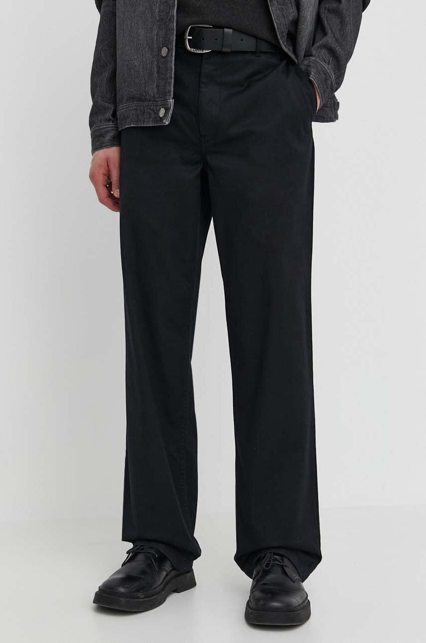 Kalhoty Wood Wood Silas Classic pánské, černá barva, jednoduché, 10001601.5252