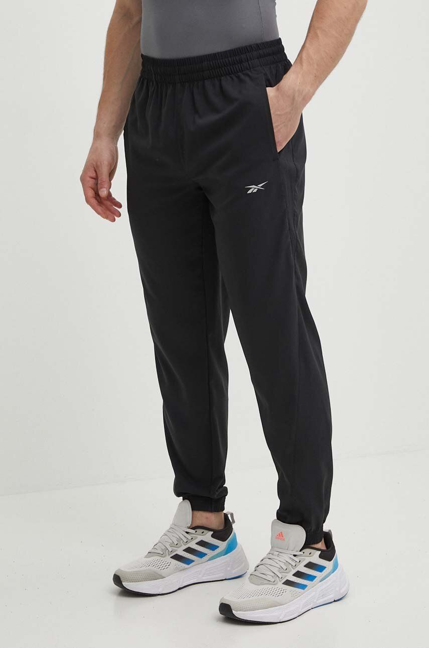 Reebok pantaloni de alergare culoarea negru, drept, 100075619