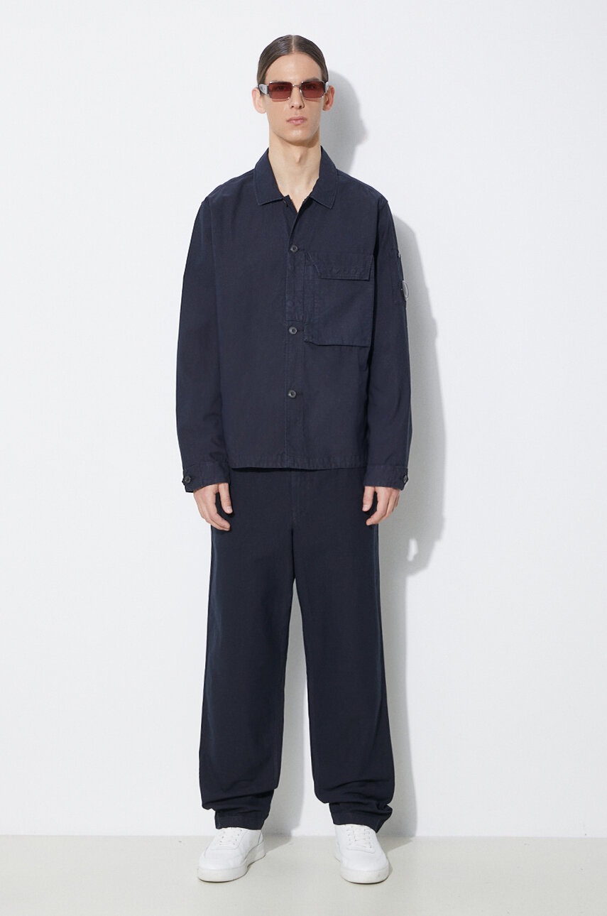 Παντελόνι με λινό μείγμα Norse Projects Ezra Relaxed Cotton Linen χρώμα: ναυτικό μπλε, N25.0402.7004 φωτογραφία