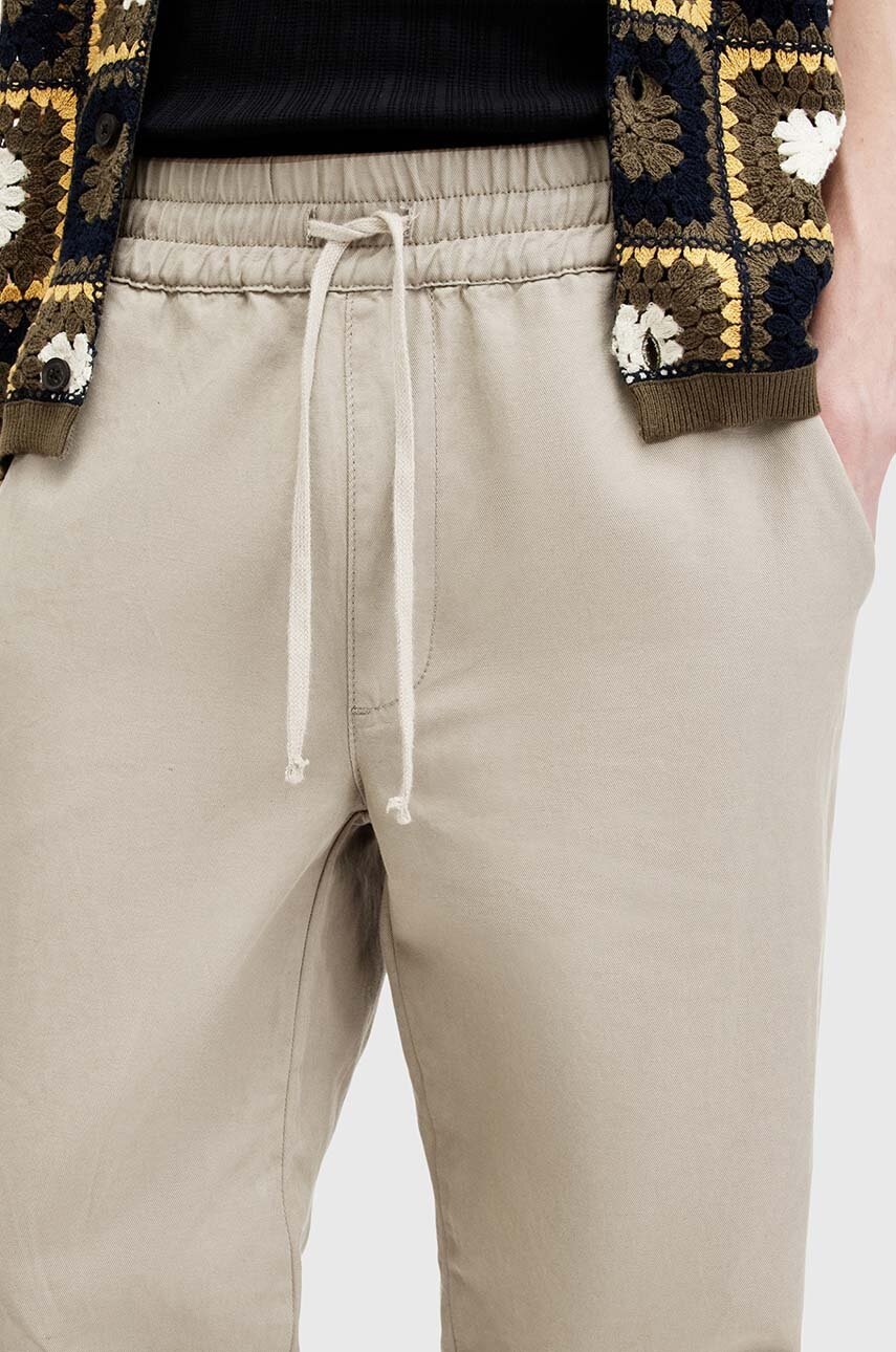Штани з домішкою льону AllSaints HANBURY TROUSERS колір бежевий прямі MF080Y 