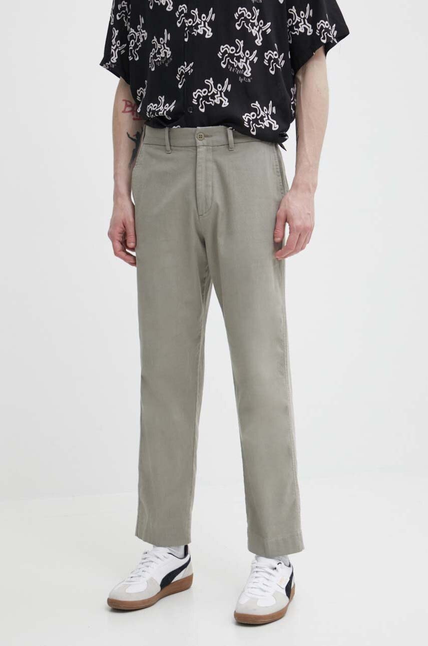 Abercrombie & Fitch pantaloni din amestec de in culoarea verde, drept, KI130-4037-332