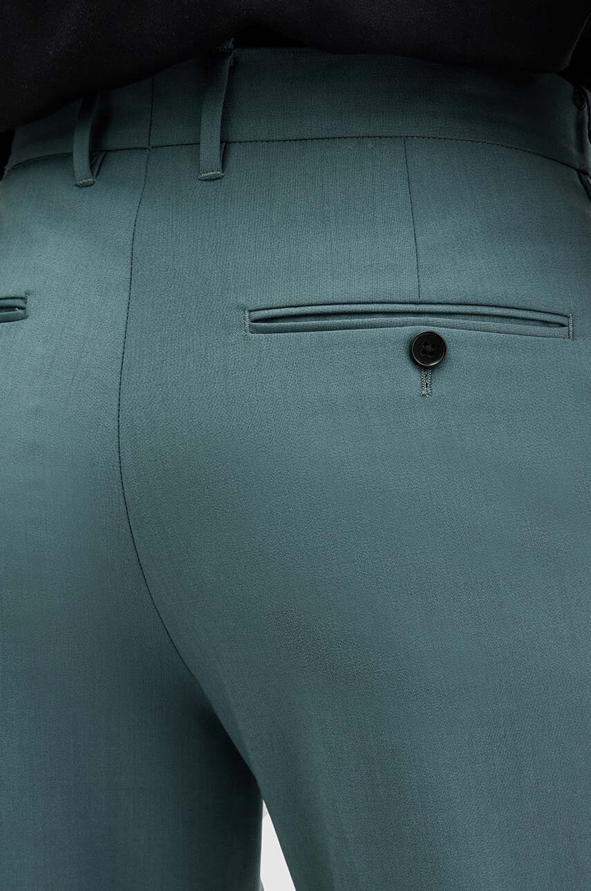 Штани з вовною AllSaints MOAD TROUSER колір бірюзовий облягаючі MM514Z 