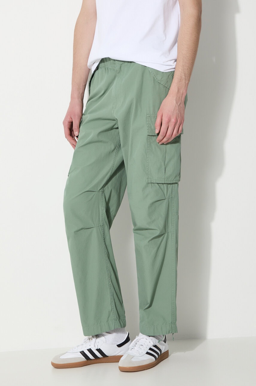 thisisneverthat pantaloni de bumbac culoarea verde, drept, TN241WPARP02 thisisneverthat pantaloni de bumbac culoarea verde, drept, TN241WPARP02