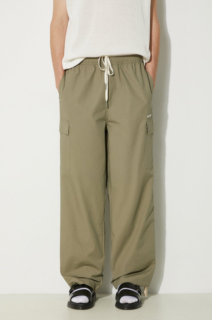 MKI MIYUKI ZOKU pantaloni de bumbac Ripstop Cargo Trousers culoarea verde, drept, RIPSTOP.CARGO.TROUSERS MKI MIYUKI ZOKU pantaloni de bumbac Ripstop Cargo Trousers culoarea verde, drept, RIPSTOP.CARGO.TROUSERS