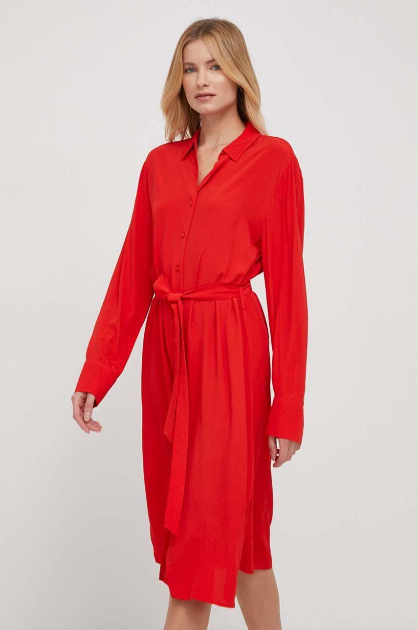 Levně Šaty Tommy Hilfiger červená barva, mini, WW0WW40563