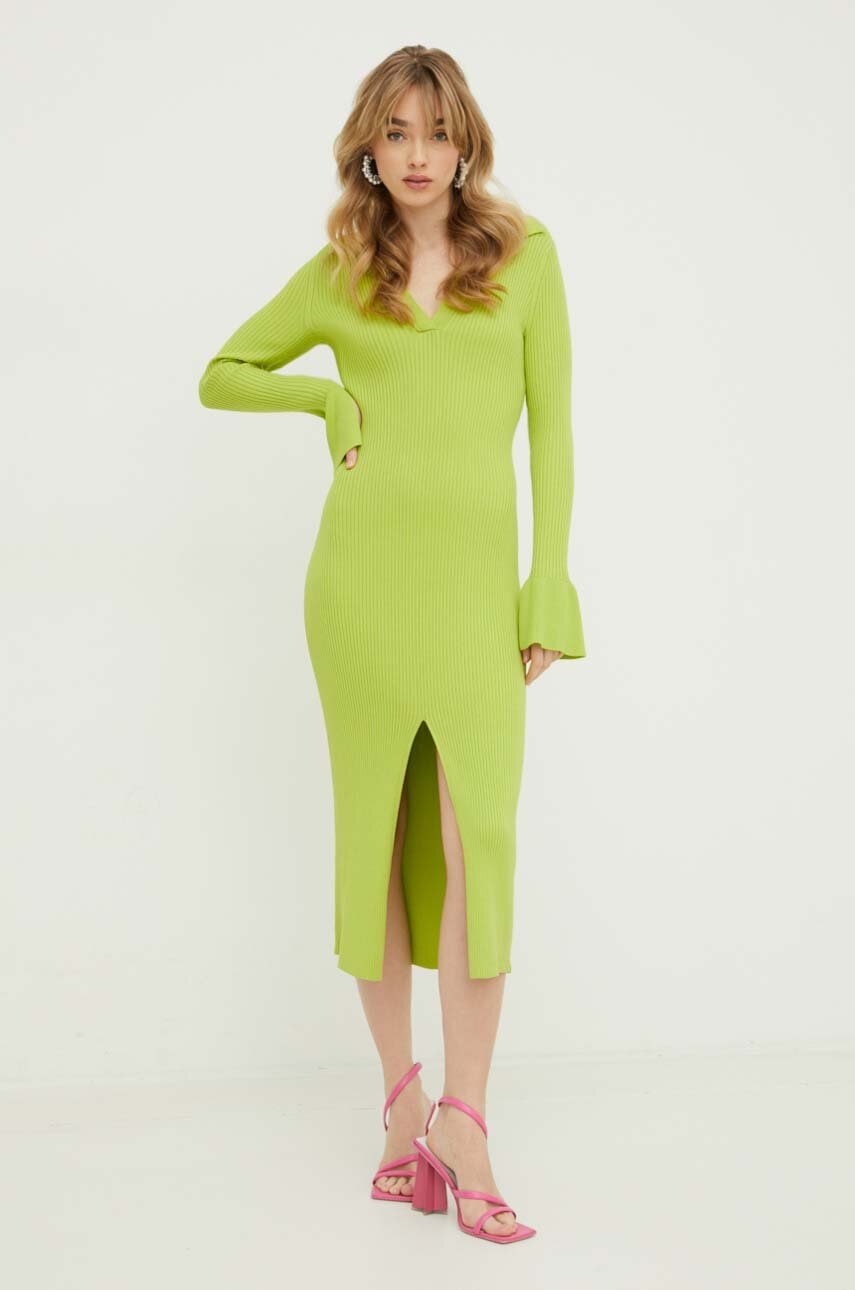 HUGO rochie culoarea verde, maxi, mulată 50507922