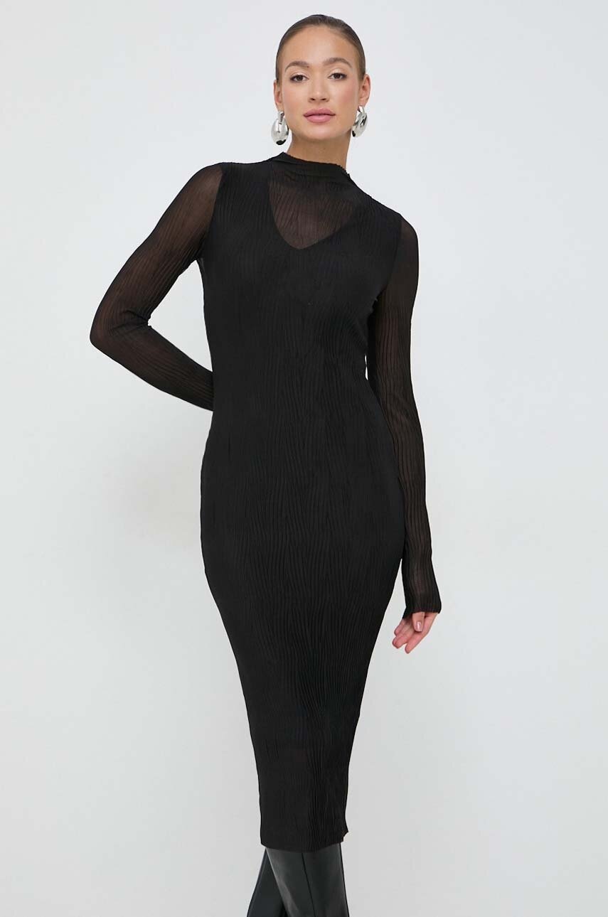 BOSS rochie culoarea negru, midi, mulată 50506834