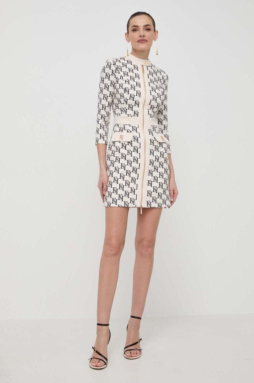 Сукня Elisabetta Franchi колір бежевий mini облягаюча