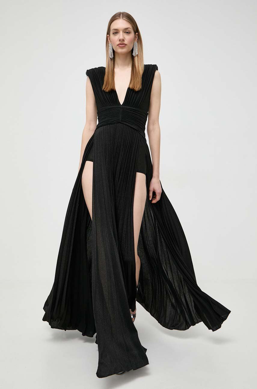 Сукня Elisabetta Franchi колір чорний maxi розкльошена