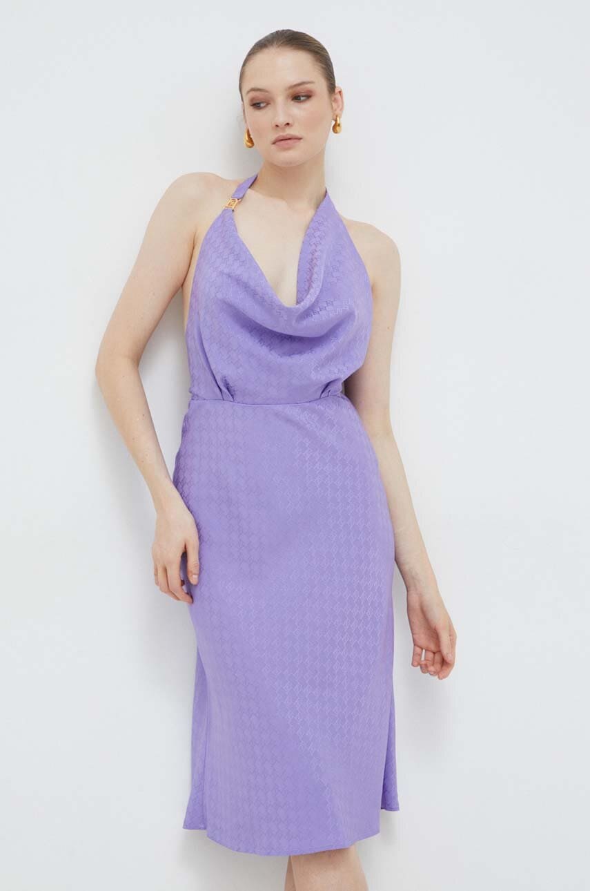 Elisabetta Franchi rochie culoarea violet, maxi, evazati