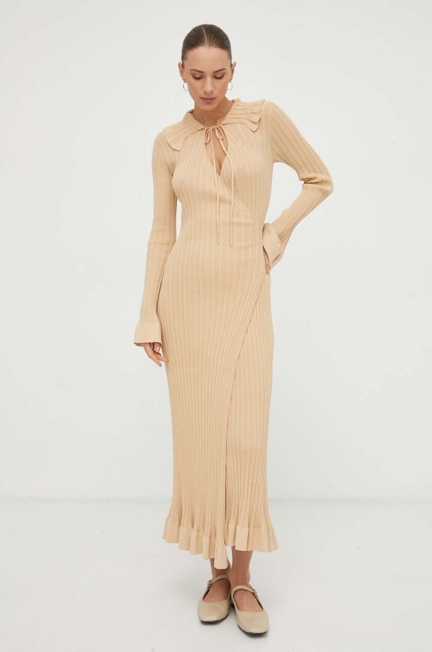 By Malene Birger rochie culoarea bej, maxi, mulata