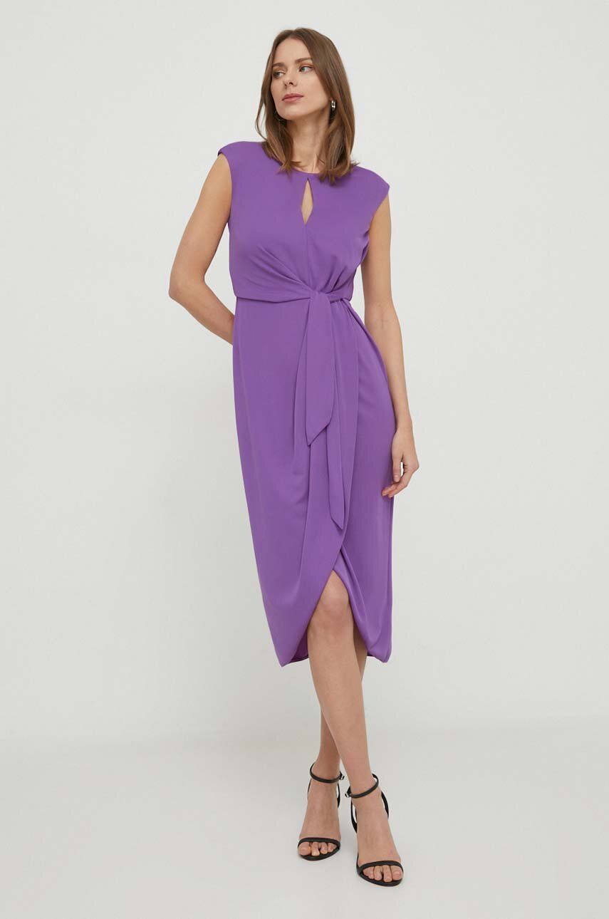 Šaty Lauren Ralph Lauren fialová barva, midi, 250925939