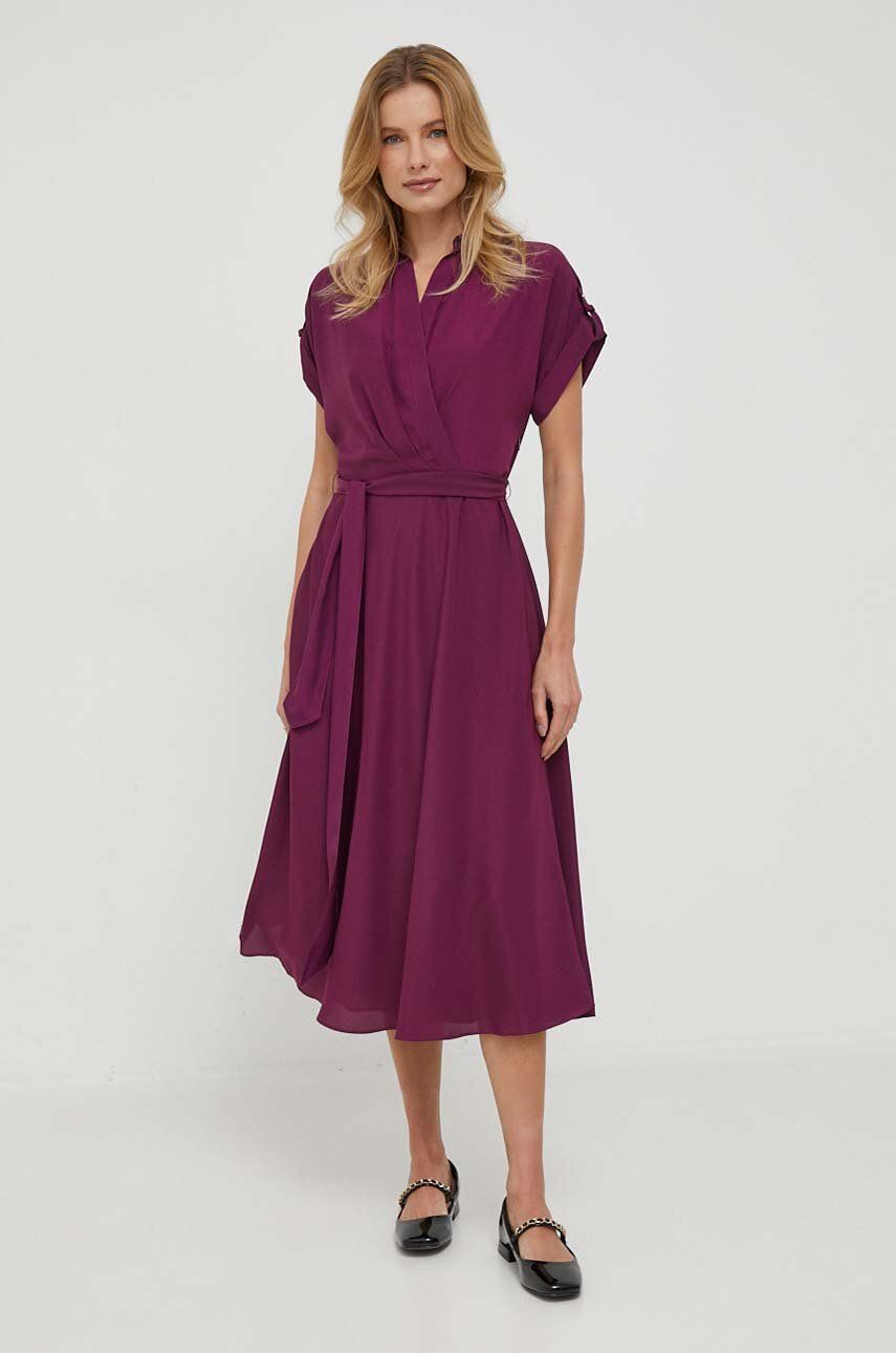 Levně Šaty Lauren Ralph Lauren fialová barva, midi