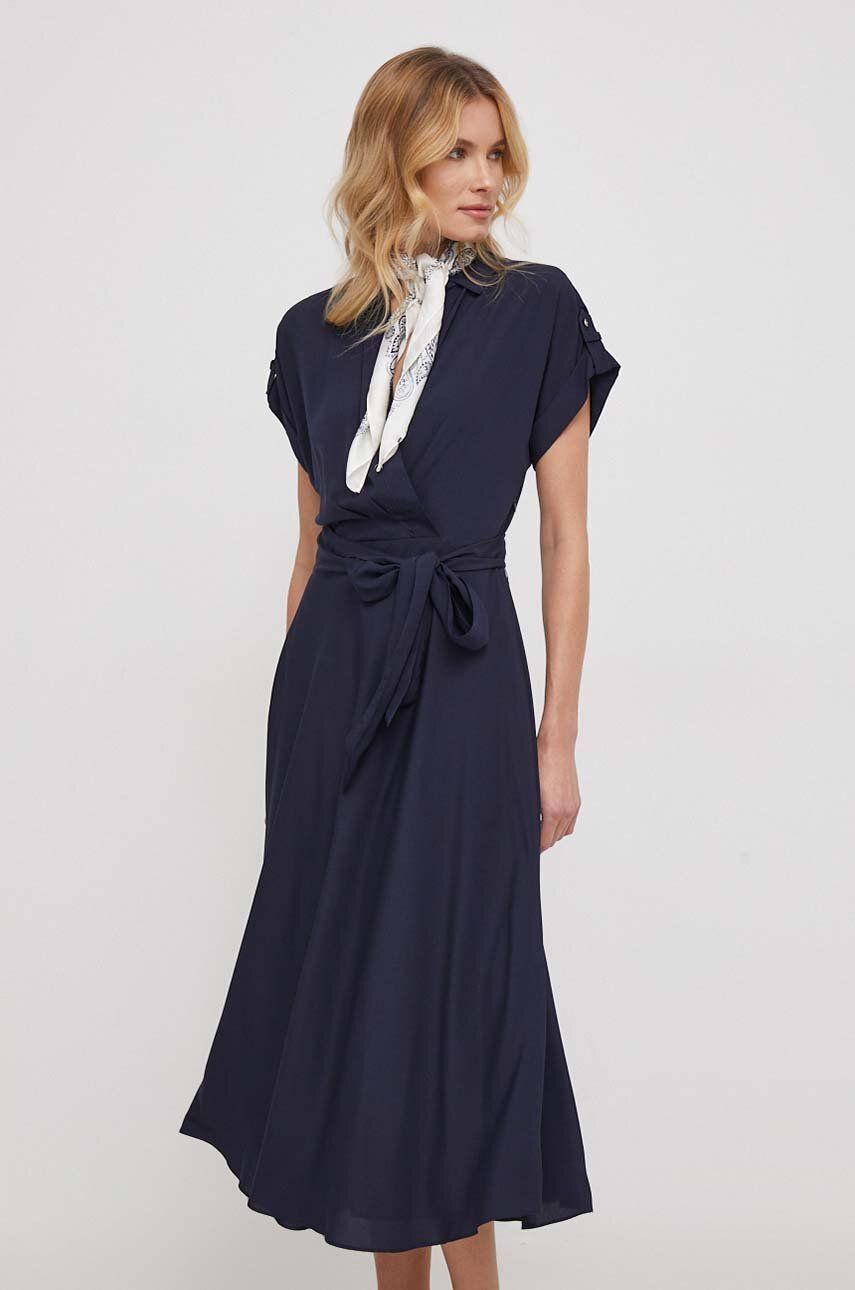 Сукня Lauren Ralph Lauren колір синій midi розкльошена