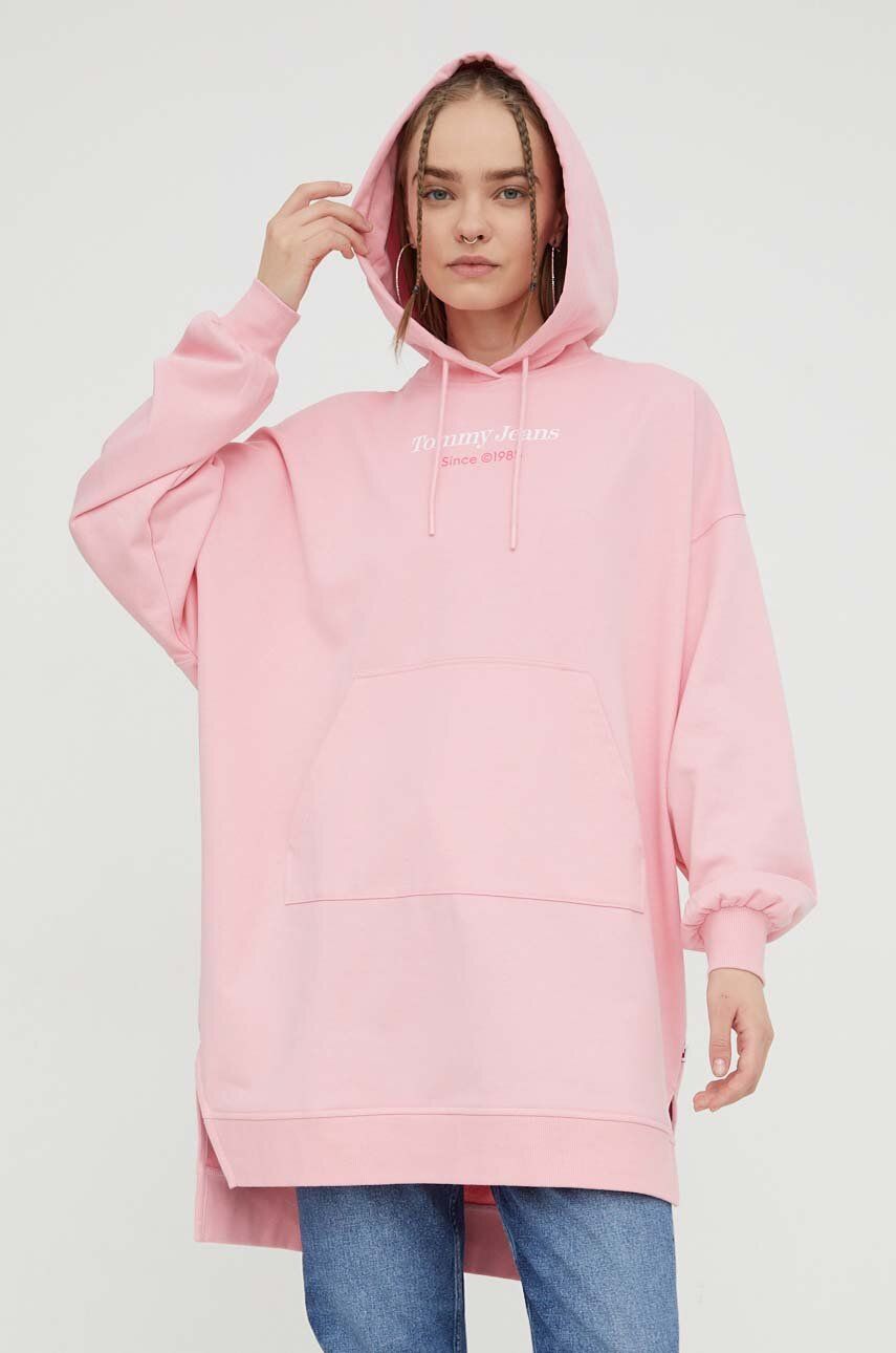 E-shop Šaty Tommy Jeans růžová barva, mini, oversize