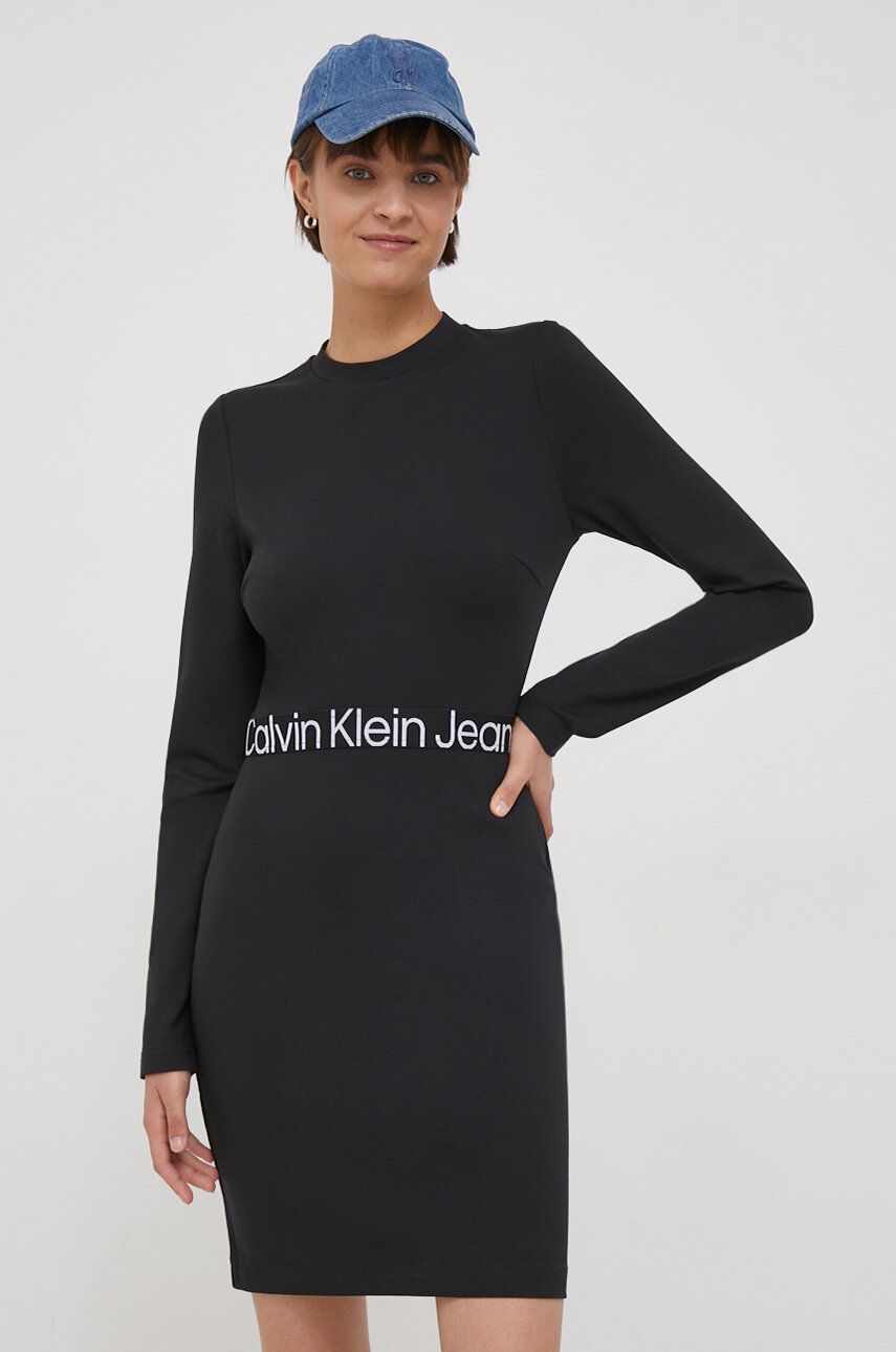 Levně Šaty Calvin Klein Jeans černá barva, mini, J20J222518