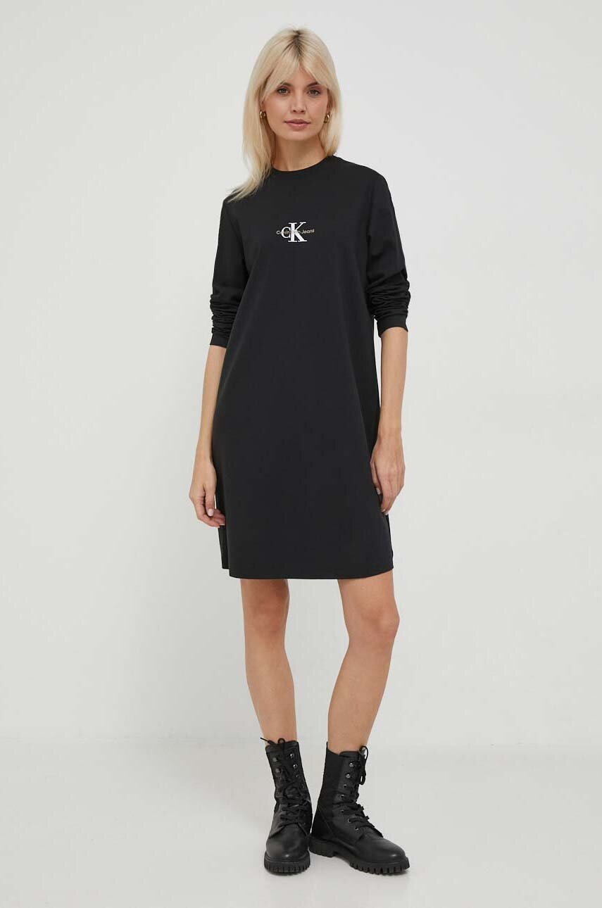 

Рокля Calvin Klein Jeans в черно къса разкроена J20J222520, Черен