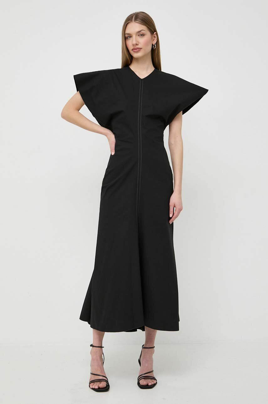 Victoria Beckham rochie culoarea negru, maxi, evazati