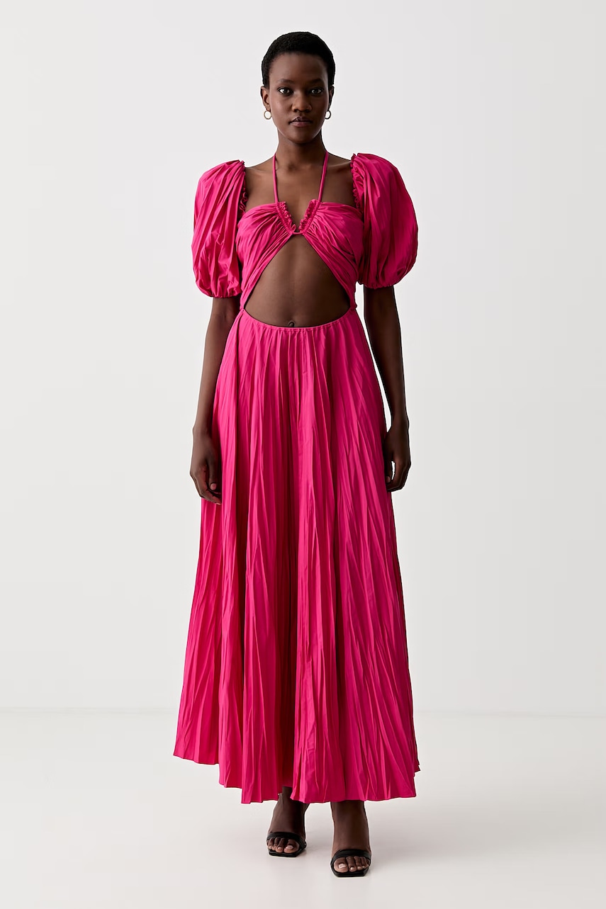 Luisa Spagnoli sukienka RUNWAY COLLECTION kolor różowy maxi rozkloszowana 541115