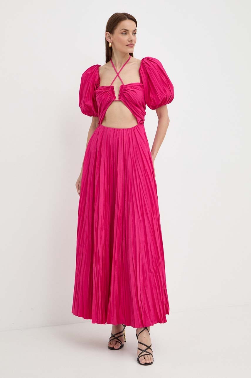 Luisa Spagnoli rochie RUNWAY COLLECTION culoarea roz, maxi, evazată, 541115