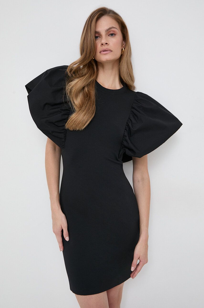 Levně Šaty Karl Lagerfeld černá barva, mini