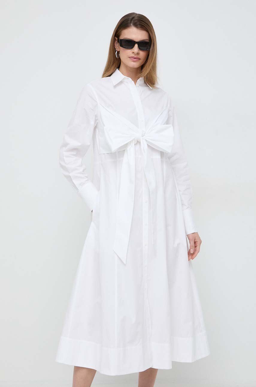 Levně Bavlněné šaty Karl Lagerfeld bílá barva, midi