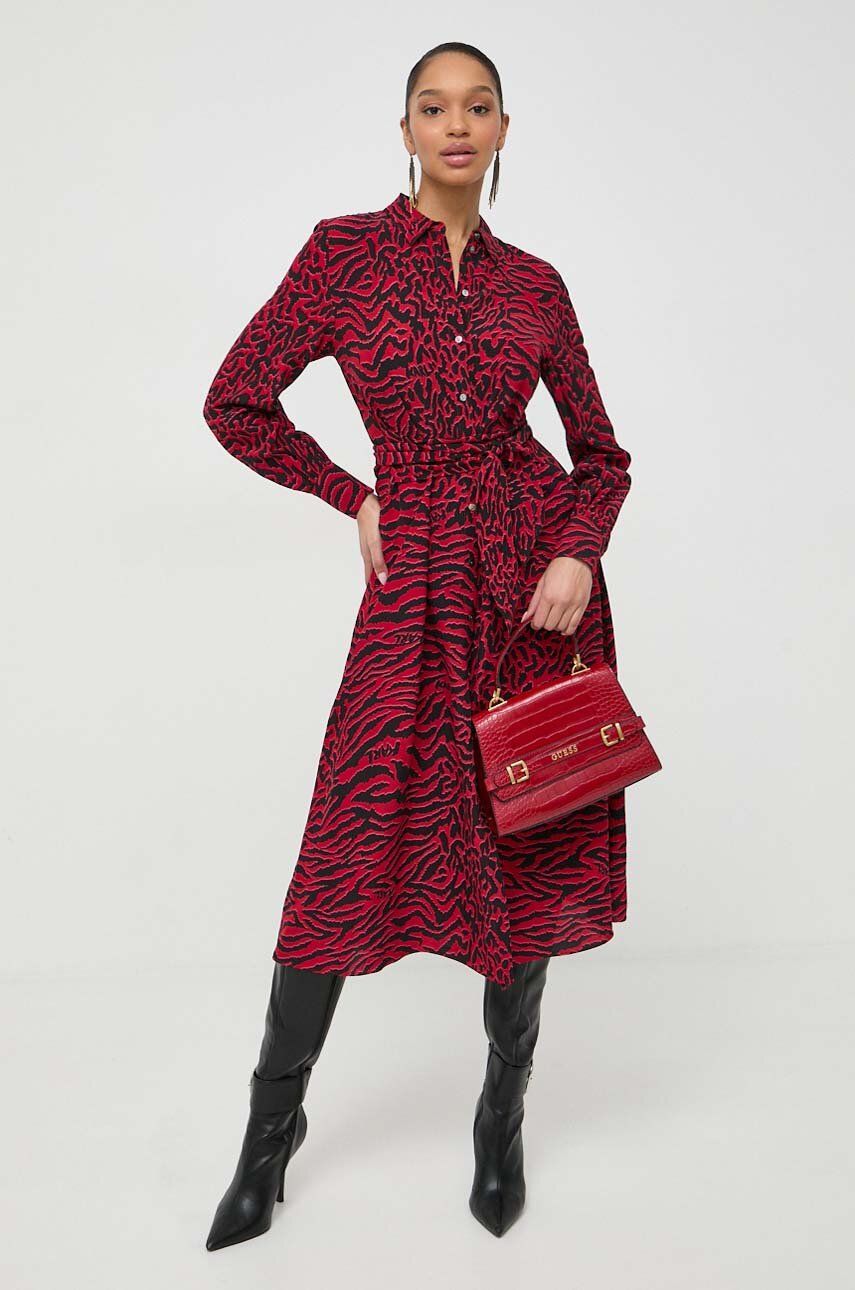 Šaty Karl Lagerfeld červená barva, midi