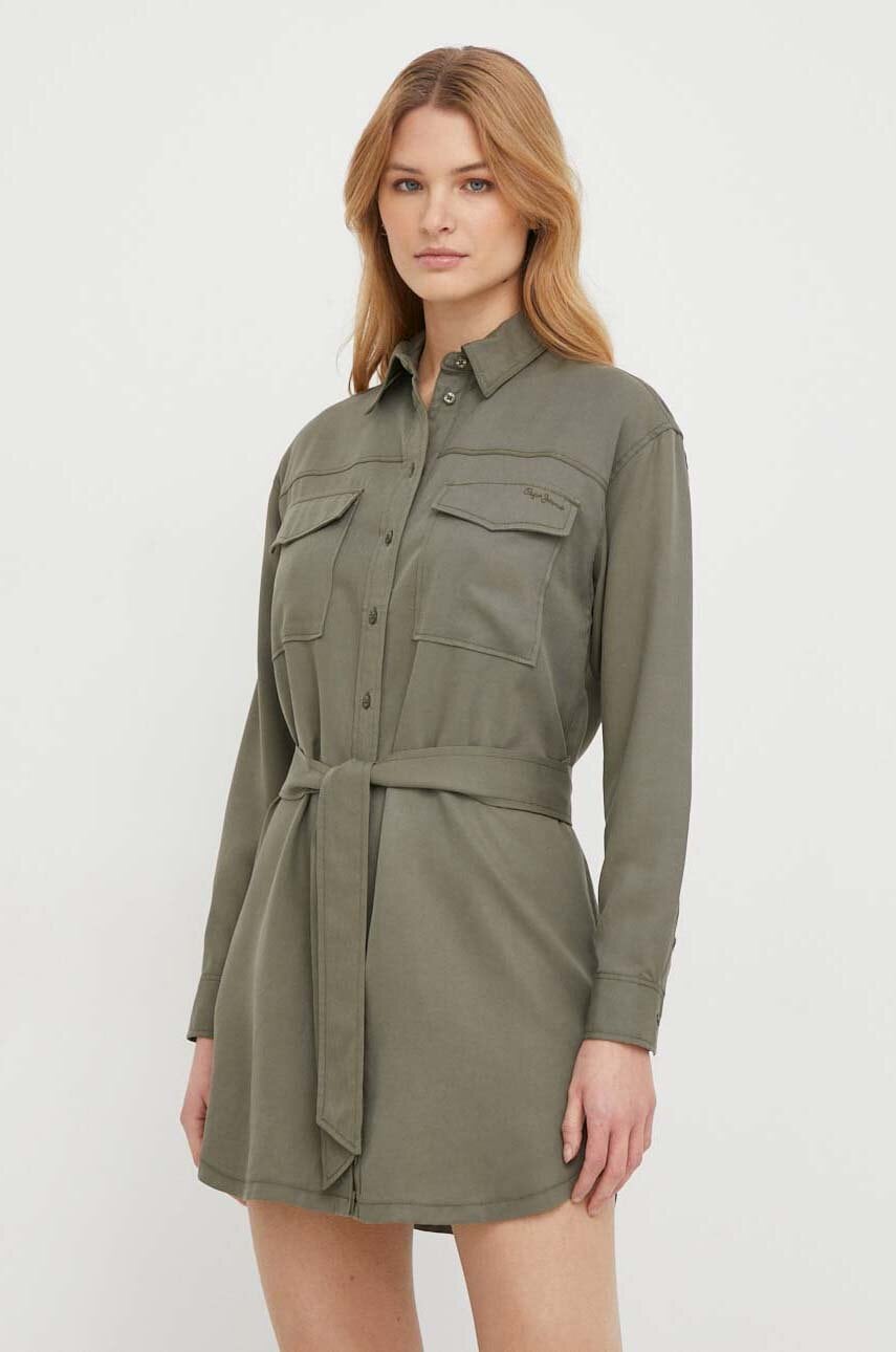 Pepe Jeans rochie Beate culoarea verde, mini, drept