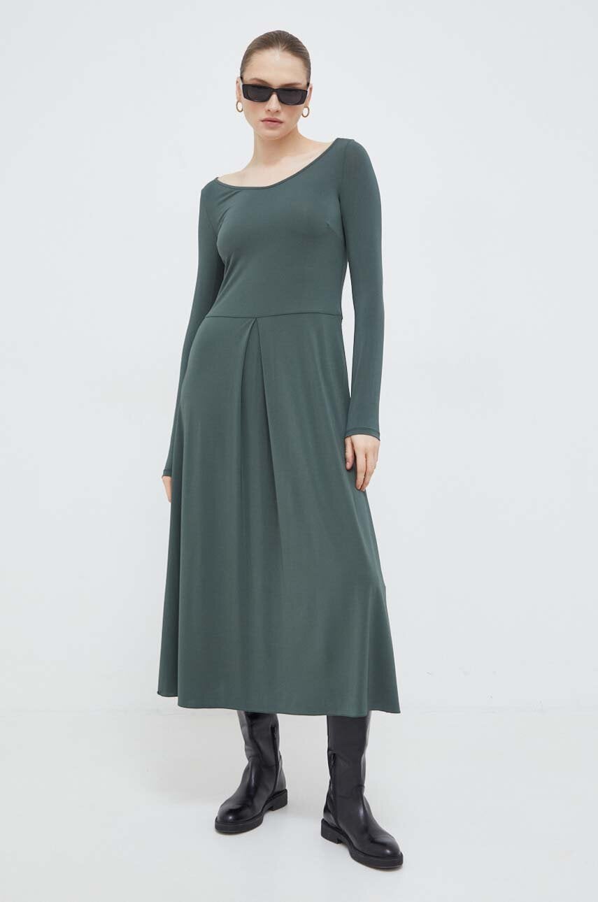 Max Mara Leisure rochie culoarea verde, midi, evazati