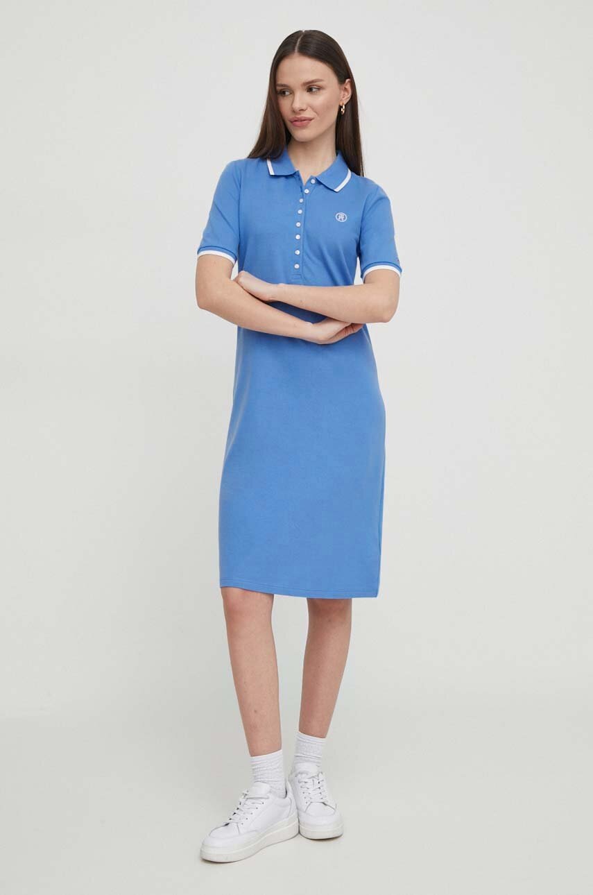 

Рокля Tommy Hilfiger в синьо къса със стандартна кройка WW0WW41275, Син