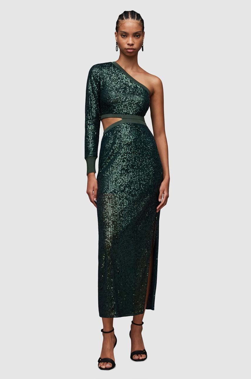 AllSaints rochie Daisy culoarea verde, maxi, drept