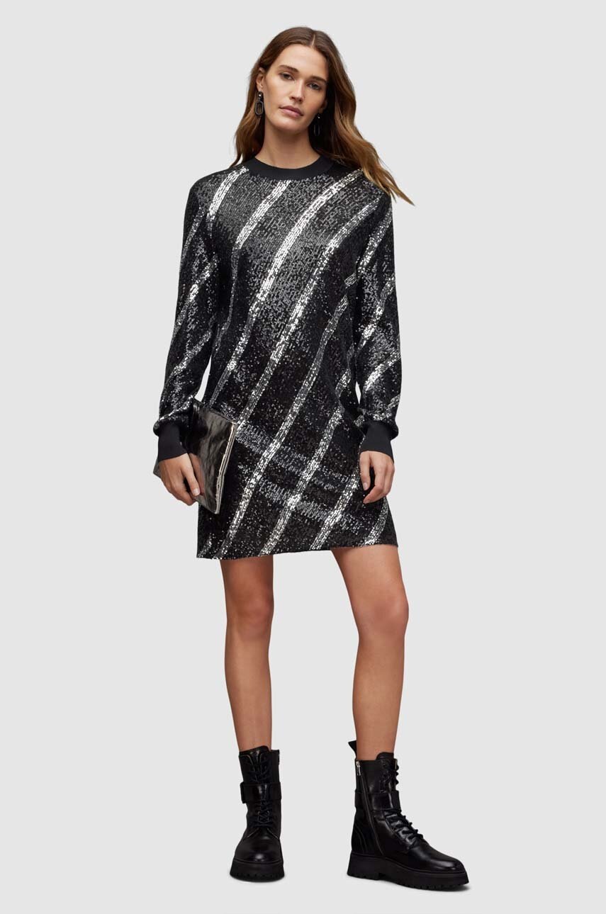 AllSaints rochie Juela culoarea negru, mini, dreaptă