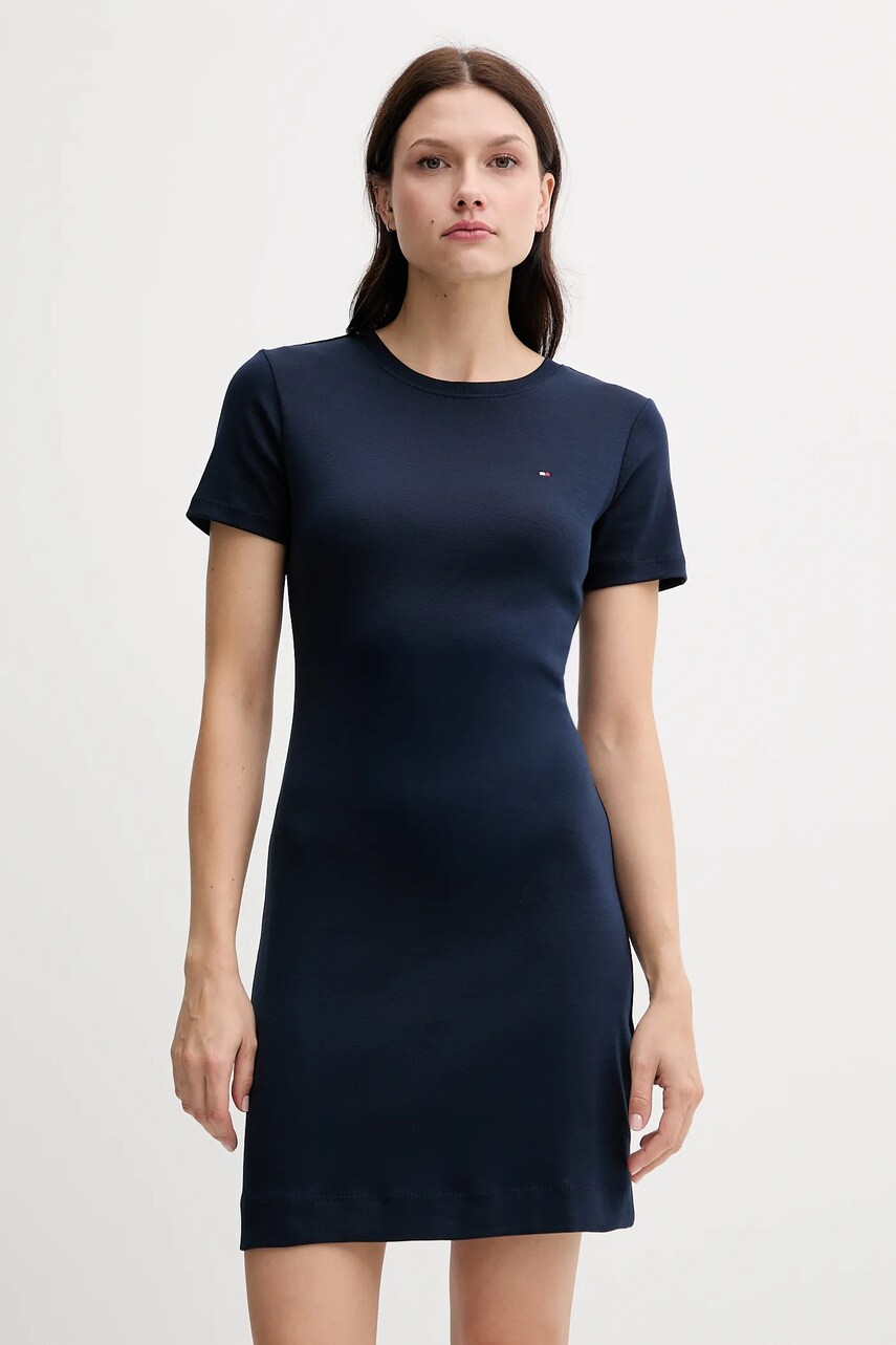 Levně Bavlněné šaty Tommy Hilfiger červená barva, mini, WW0WW42721