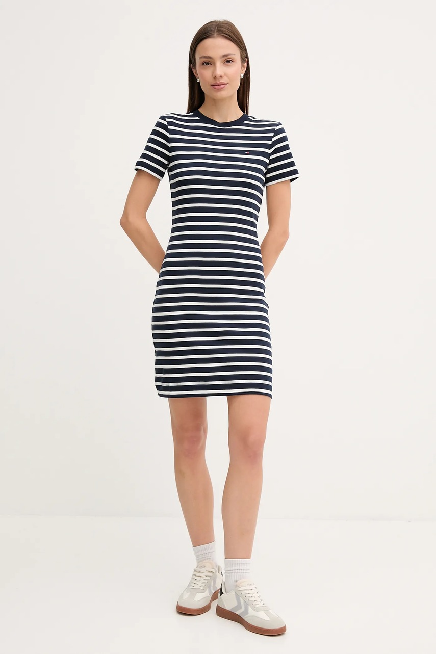 Хлопковое платье Tommy Hilfiger цвет красный mini расклешённоеWW0WW42721