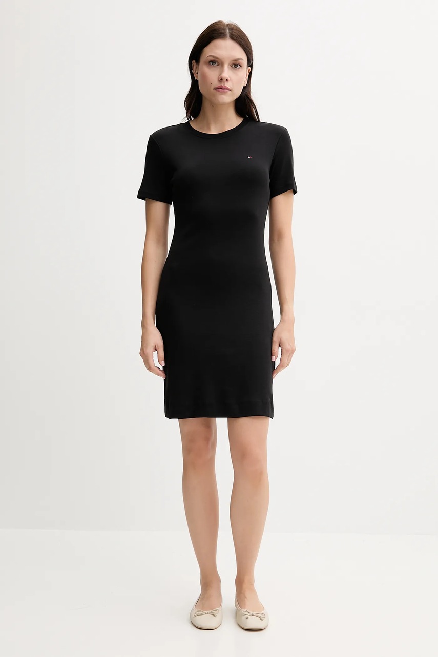 Хлопковое платье Tommy Hilfiger цвет красный mini расклешённое WW0WW42721