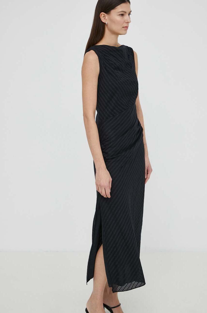 Samsoe Samsoe rochie din bumbac SAHIRA culoarea negru, maxi, drept, F24100120