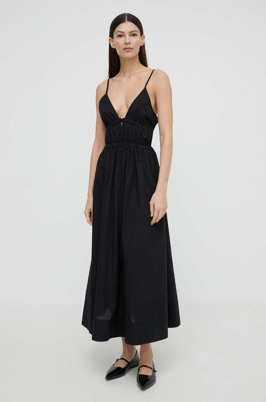 Herskind rochie din bumbac Miranda culoarea negru, maxi, evazati, 5192118